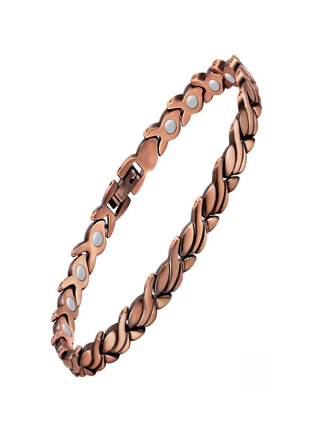 Feraco Copper Ankle Bracelet for Women, 99.99% Pure Copper Magnetic Anklet with 3500 Gauss Neodymium Magnet, Adjustable Jewelry (Fishtail) - Image 1